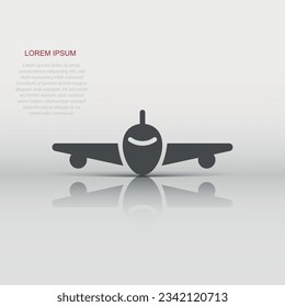 Plane icon in flat style. Airplane vector illustration on white isolated background. Flight airliner business concept.