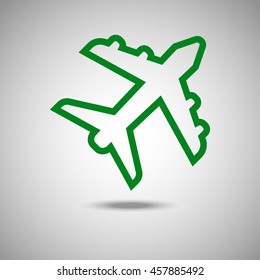 Plane icon. Flat style. Grey background. Vector illustration.