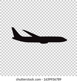 plane icon flat vector on transparent background