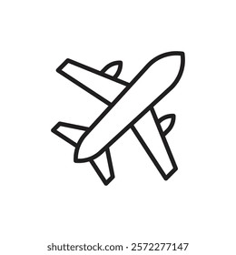 Plane icon Flat vector set outline
