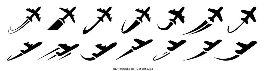 Plane icon, Plane flight icon. 