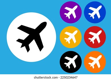 Icono de plano. Símbolo de vuelo. Emblema del avión. Concepto de aviación. Vector