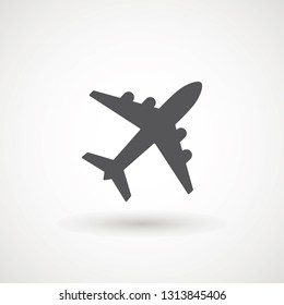 Plane icon. Flight transport symbol, airplane , fly airctaft, Aviation Vacation illustration. Travel icon solid illustration, pictogram isolated on white - Vector illustration