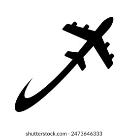 Plane icon. Flying plane icon silhouette