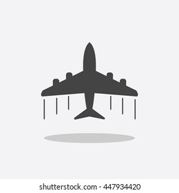 Plane icon. Grey flat vector illustration