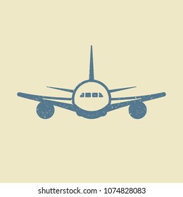 Plane icon in grunge style. Vector illustration