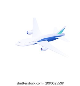 Plane icon illustration in isometric vector design. Futuristic aircraft object isolated on white background. Jet airplane or aeroplane withdrawal device.