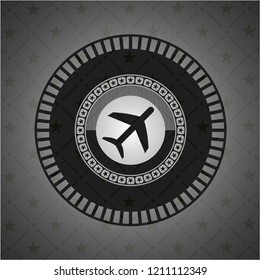 plane icon inside black emblem