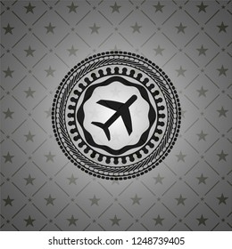 plane icon inside black emblem. Vintage.
