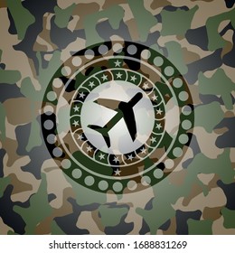 plane icon inside camo emblem
