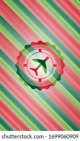 icono del avión dentro del fondo de la placa de Navidad.