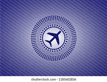 plane icon inside emblem with jean high quality background
