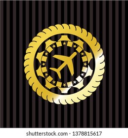 plane icon inside gold badge