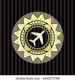 plane icon inside gold badge