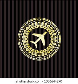 plane icon inside gold emblem