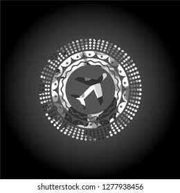 plane icon inside grey camouflage texture