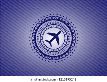 plane icon inside jean background
