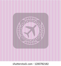 plane icon inside pink emblem