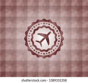 plane icon inside red geometric badge. Seamless.