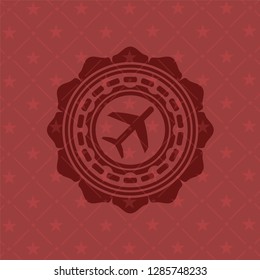 plane icon inside retro style red emblem