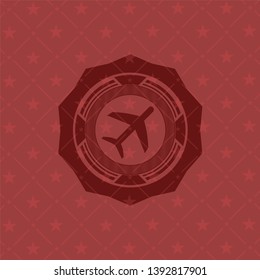 plane icon inside retro style red emblem