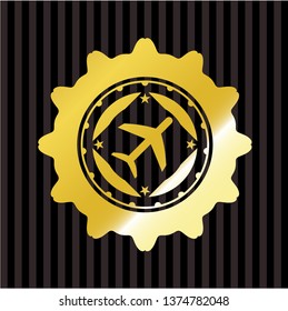 plane icon inside shiny emblem