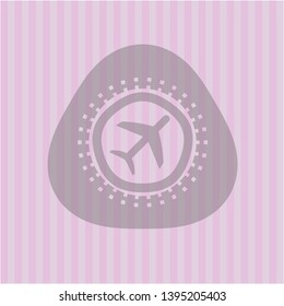 plane icon inside vintage pink emblem