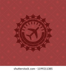 plane icon inside vintage red emblem