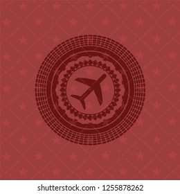 plane icon inside vintage red emblem
