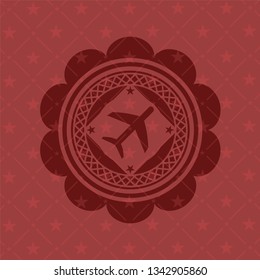plane icon inside vintage red emblem