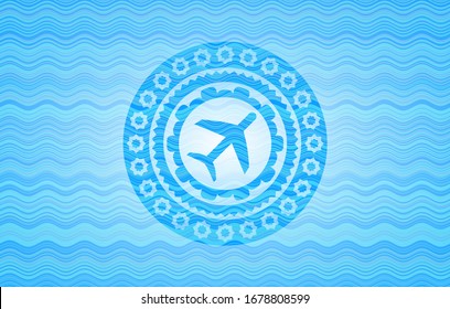 plane icon inside water representation badge.