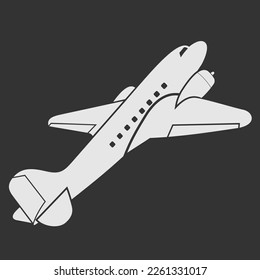 Plane icon isolated on dark background. Vector illustration