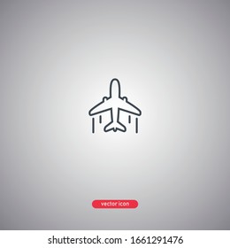 Plane icon isolated on gray background. Modern line style. Vector illustration.