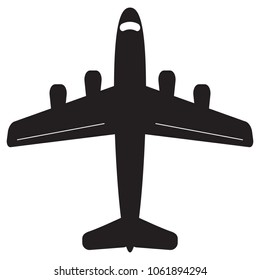 Plane icon isolated on white background, airplane symbol in flat style. Airplane sign in black. Vector illustration.