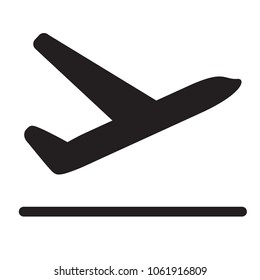 Plane icon isolated on white background, airplane symbol in flat style. Airplane sign in black. Vector illustration.