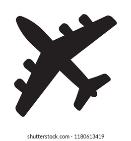 Plane icon isolated on white background, airplane symbol in flat style. Airplane sign in black. Vector illustration.