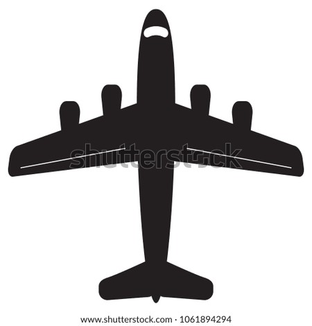 Plane icon isolated on white background, airplane symbol in flat style. Airplane sign in black. Vector illustration.