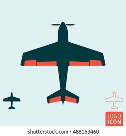 Plane icon. Light aircraft or sport airplane symbol. Vector illustration