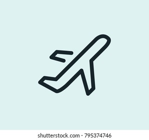 Plane icon line isolated on clean background. Aeroplane concept drawing icon line in modern style. Vector illustration for your web site mobile logo app UI design.