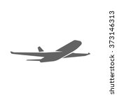 Plane icon logo or airplane taking off silhouette vector illustration, black jet take off shape, airliner takeoff, plane departure modern symbol design isolated on white background