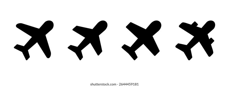 Diseño de logotipo de icono de avión. Signo y símbolo del avión. Símbolo de transporte de vuelo. Señal de viaje. avión