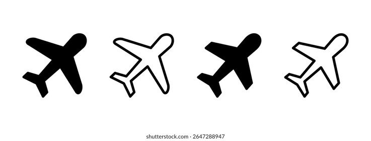 Diseño de logotipo de icono de avión. Signo y símbolo del avión. Símbolo de transporte de vuelo. Señal de viaje. avión