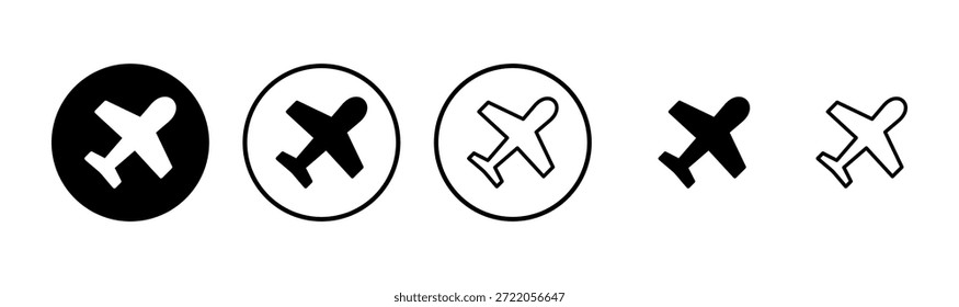 Diseño de logotipo de icono de avión. Signo y símbolo del avión. Símbolo de transporte de vuelo. Señal de viaje. avión