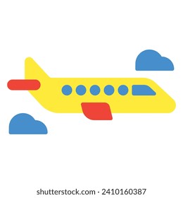 Plane icon or logo illustration flat color style