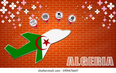 Flugzeugsymbol unter der Flagge Algeriens