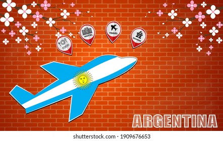 icono del avión hecho de la bandera de Argentina