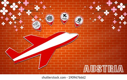 plane icon made from the flag of Austria