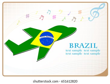plane icon made from the flag of brazil