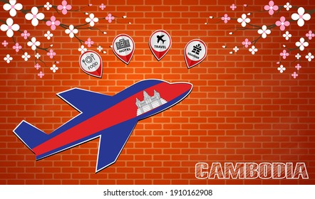 icono del avión hecho de la bandera de Camboya