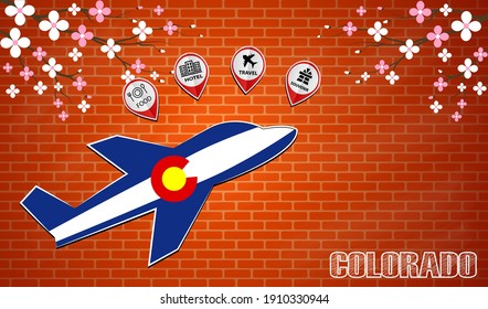 plane icon made from the flag of Colorado